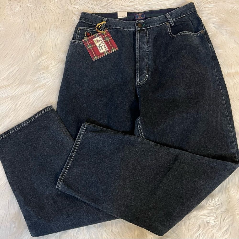 Vintage NWt Tommy jeans new old stock sz 36x34 dk wash Tartan Denim button fly